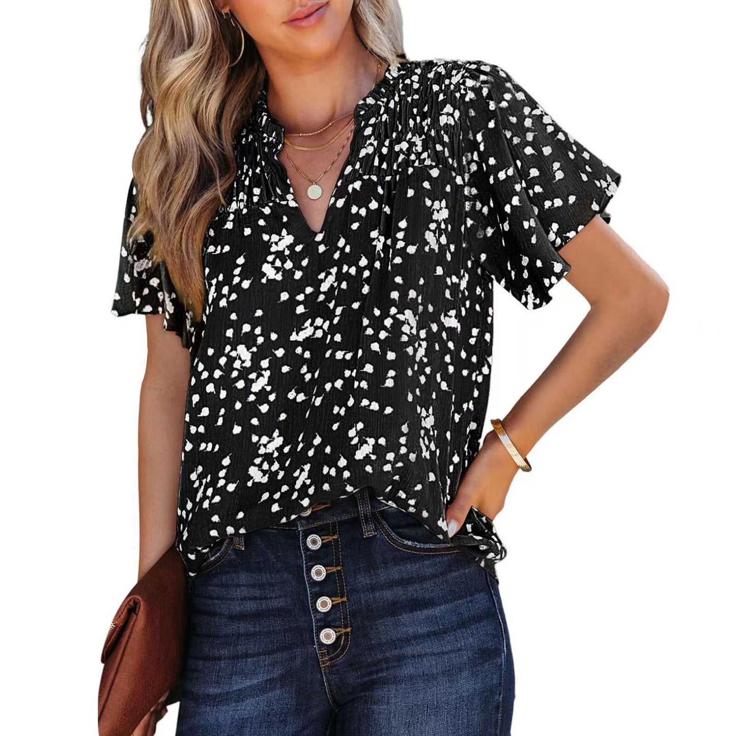 Women's Printed Fashion Short-sleeved Top apparel & accessories