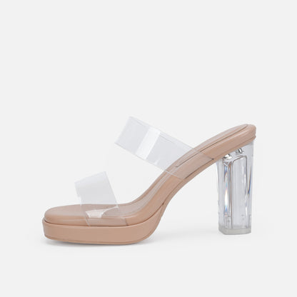 Ankle-strap High Heel Women's Sandals Transparent Crystal Thick Heel Shoes For Outer Wear Shoes & Bags