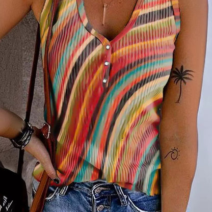 Women's Versatile Printed Casual Striped Vest apparel & accessories