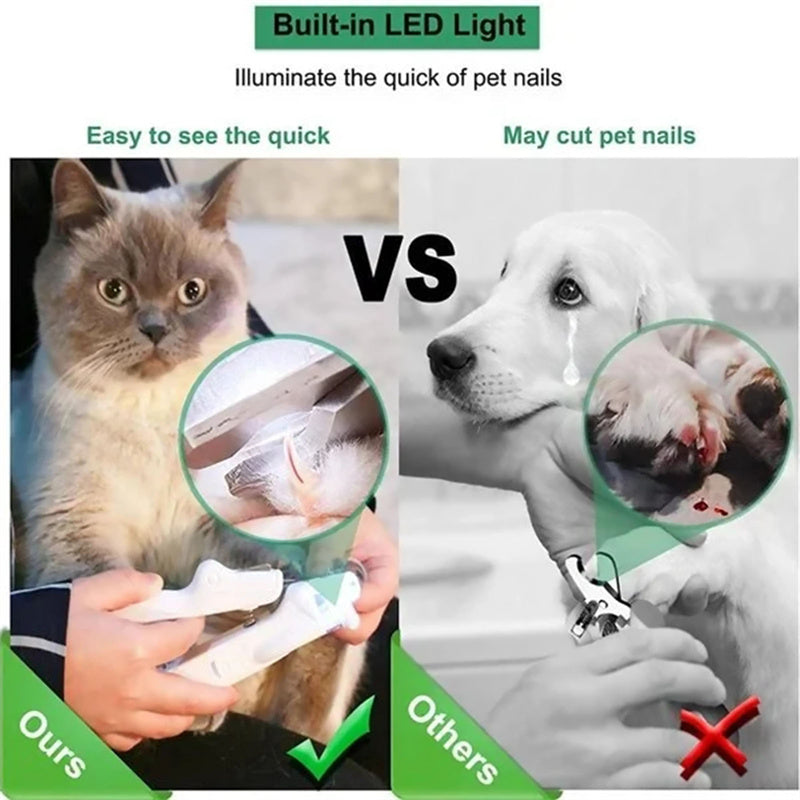 Pet Nail Clippers With LED Light Dogs Cat Nail Scissors 0