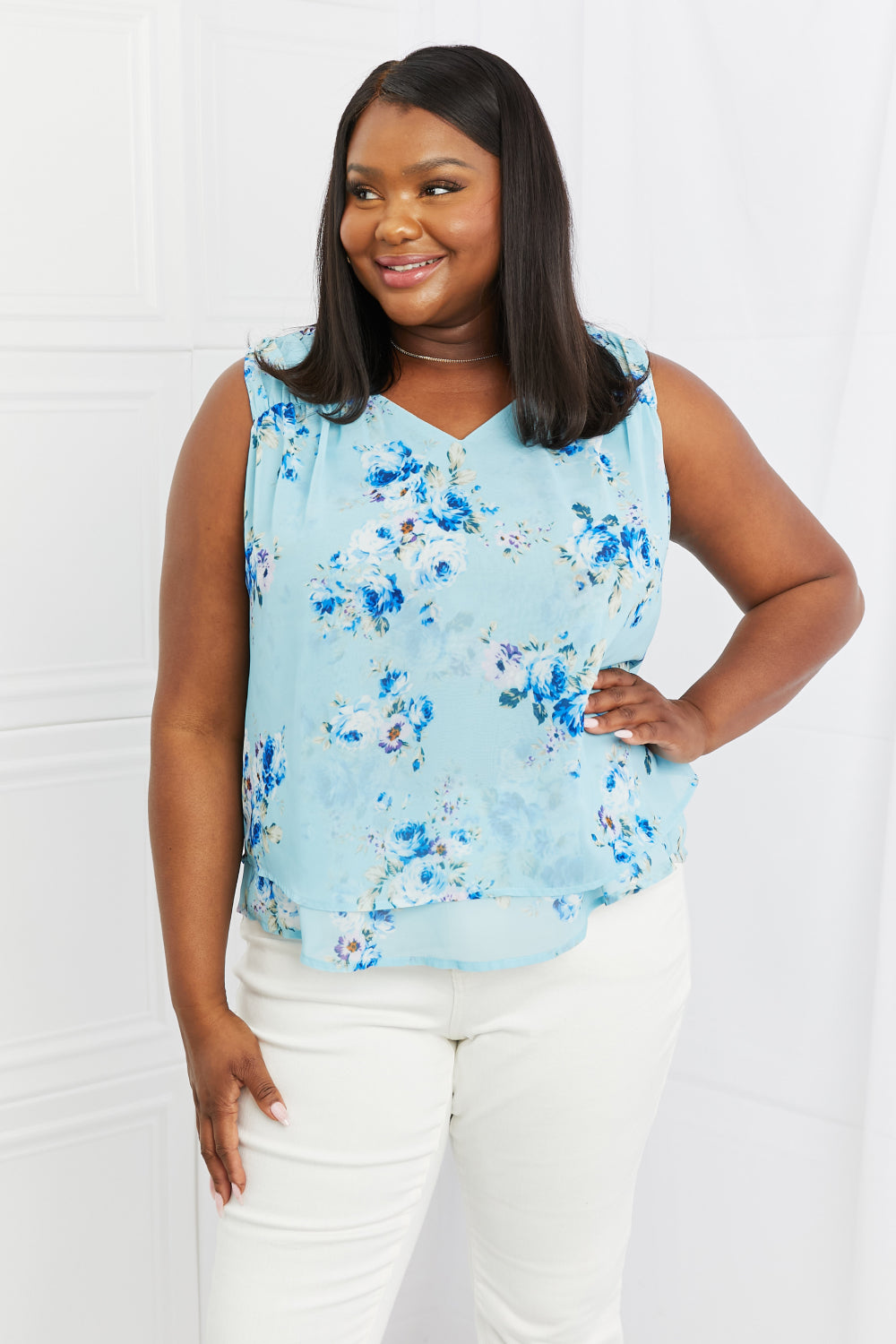 Sew In Love Off To Brunch Full Size Floral Tank Top Dresses & Tops