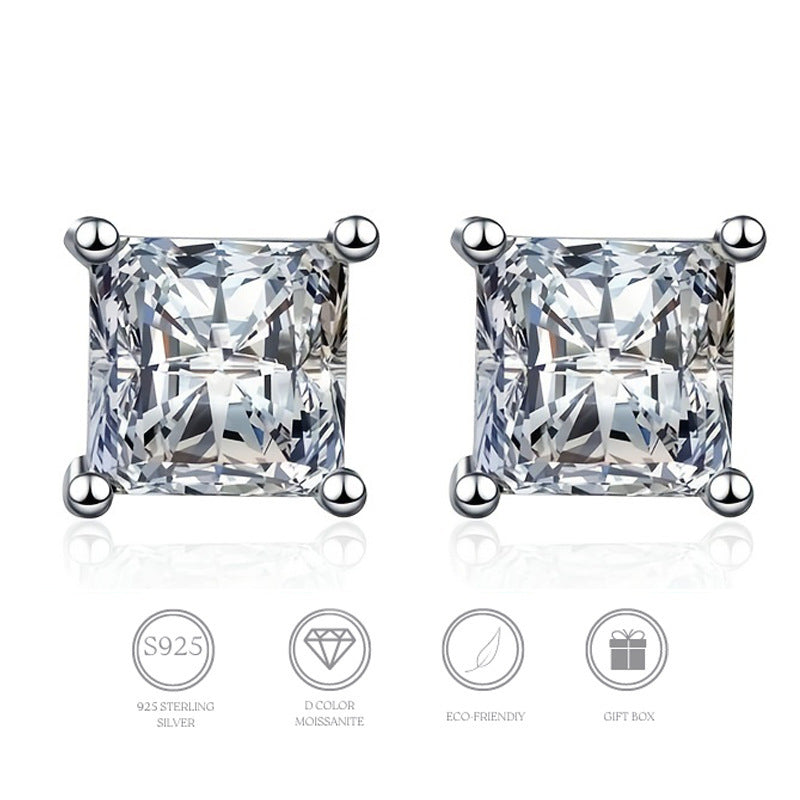 925 Sterling Silver Earrings Special-interest Design Commuting Moissanite Jewelry