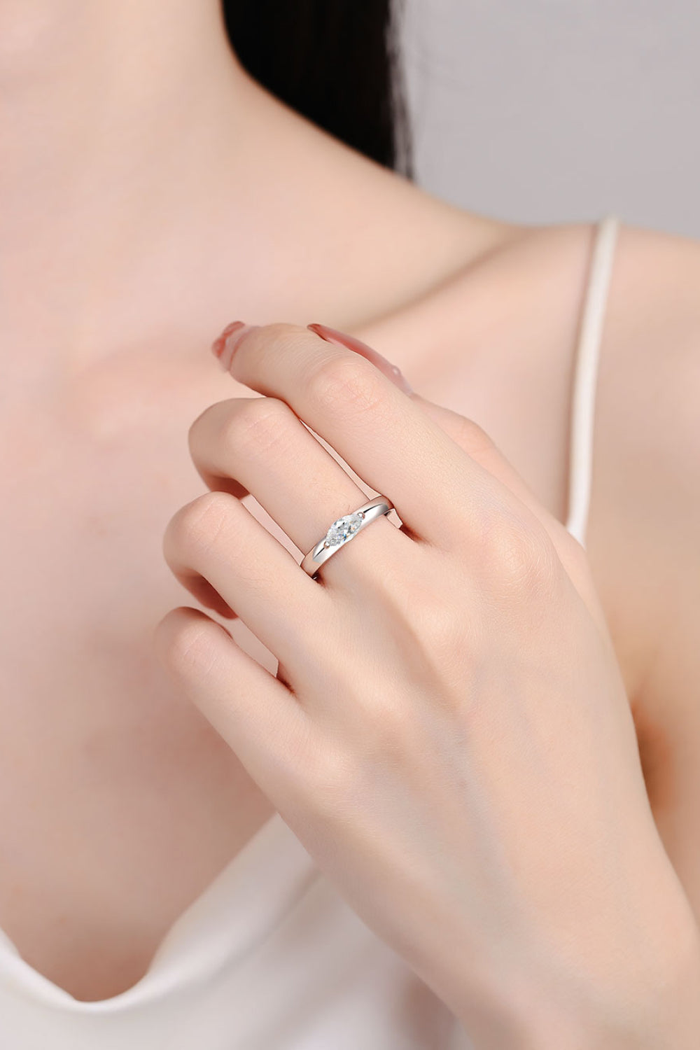 Moissanite Rhodium-Plated Ring apparel & accessories