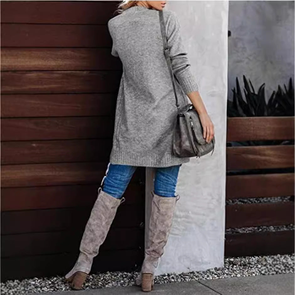 Women's Knitted Pocket Long Sleeve Baggy Coat apparels & accessories