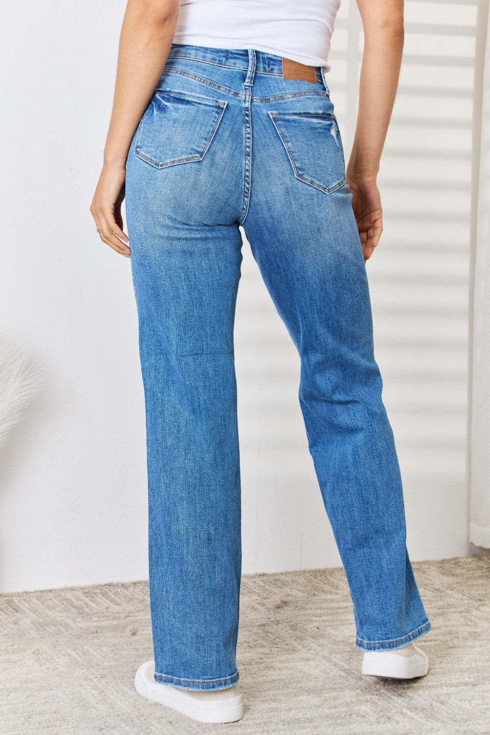 Judy Blue Full Size High Waist Distressed Straight-Leg Jeans apparel & accessories