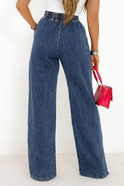 Slit Wide Leg Jeans with Pockets apparel & accessories