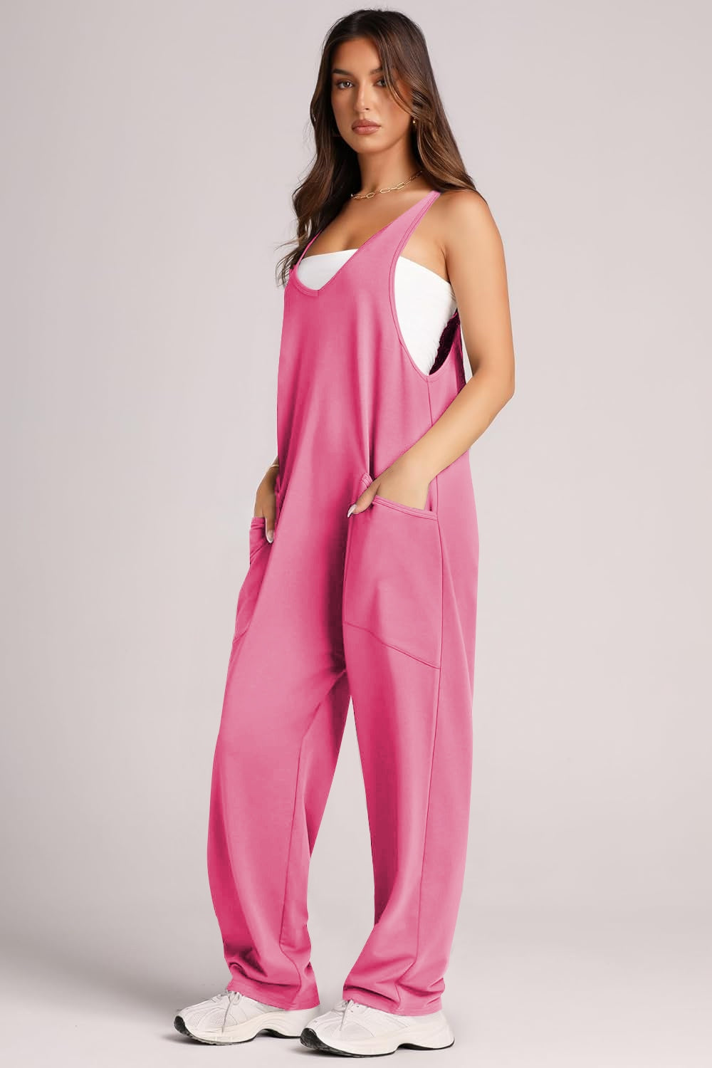 Wide Strap Jumpsuit with Pockets Bottom wear