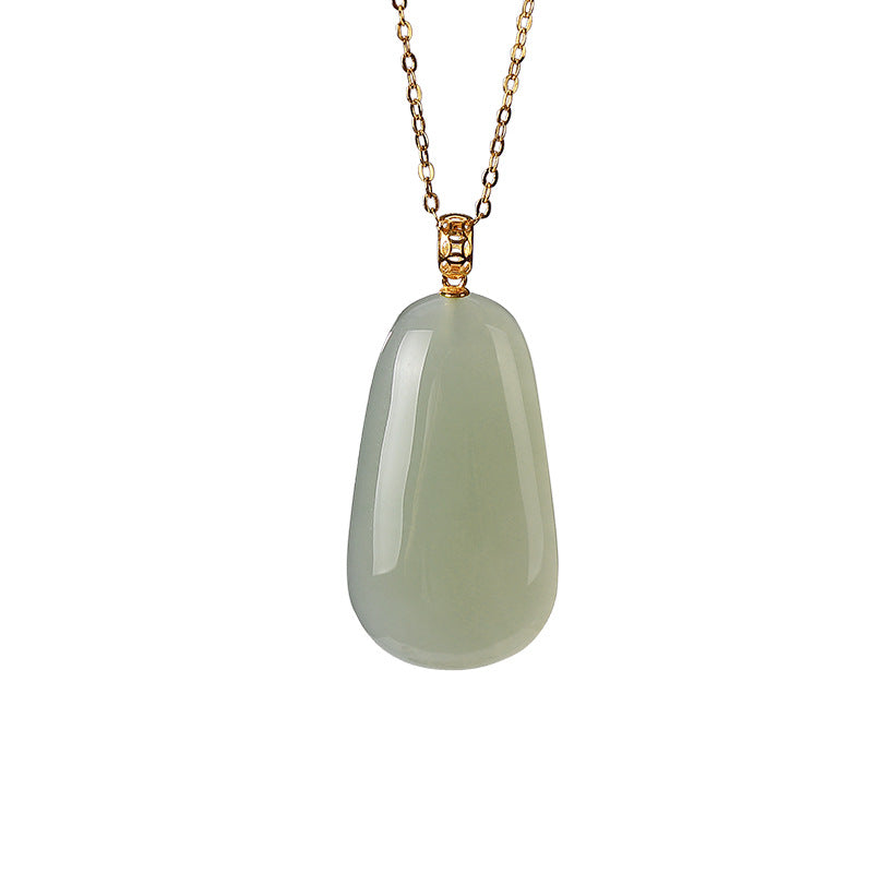 18K Gold plated Natural Jade Gray Pendant Jewelry