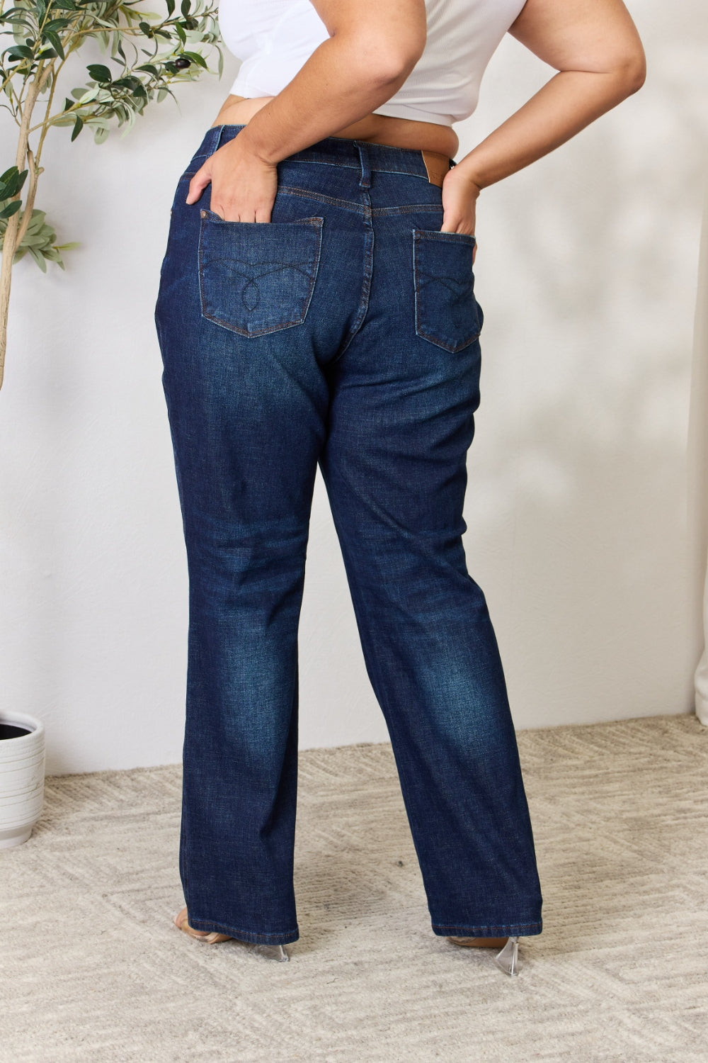 Judy Blue Full Size Button-Fly Straight Jeans Bottom wear