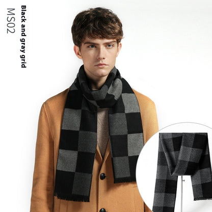 Simple Plaid Warm Keeping Artificial Cashmere Scarf Men's Scarves