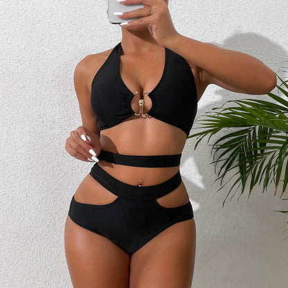 Women's Fashion Simple Solid Color Bikini Swimsuit apparel & accessories