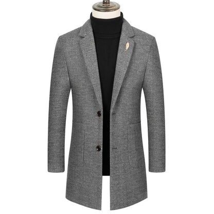 Men's Lapel Herringbone Slim-fit Cashmere Coat men's clothing