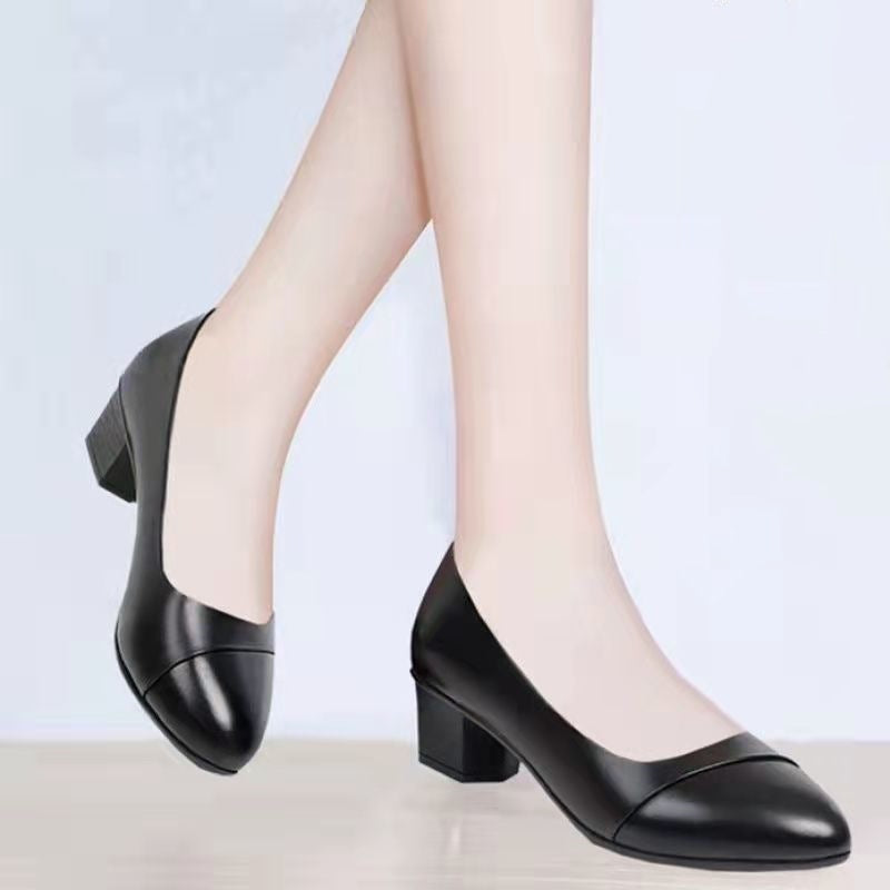 Female Low Heel Soft Bottom Comfortable And Non-slip Fashion Leather Shoes Shoes & Bags