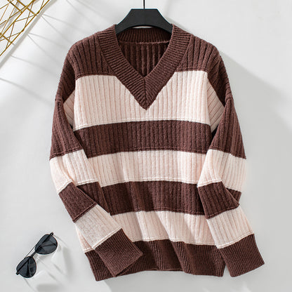 V-neck Women's Knitwear Loose Retro Pullover apparels & accessories