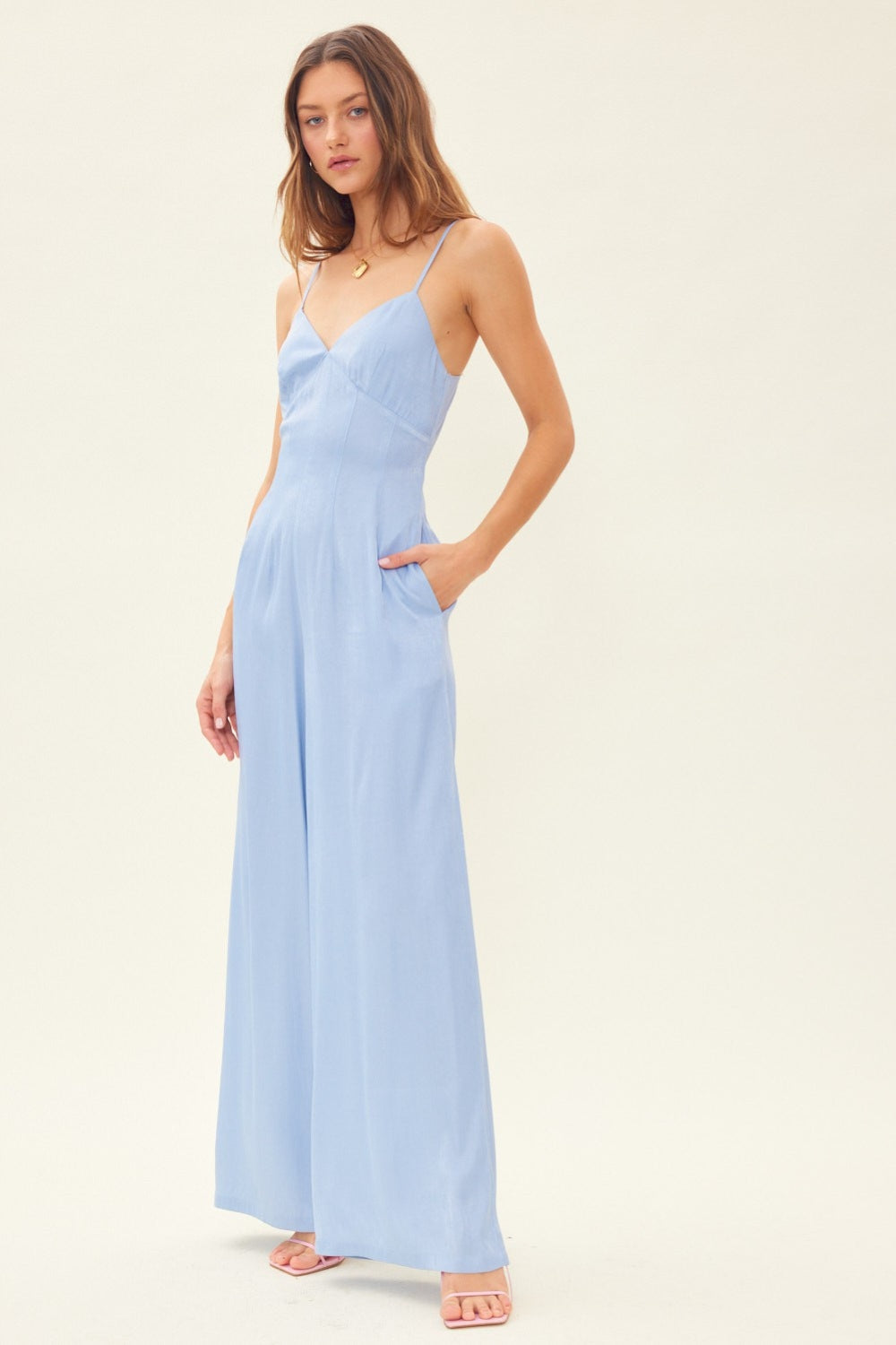 Idem Ditto Drawstring Back Sleeveless Wide Leg Jumpsuit Dresses & Tops