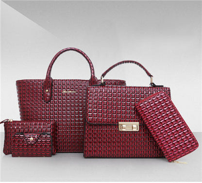 European And American Fashion Plaid Mother Bag Five-piece Set apparels & accessories