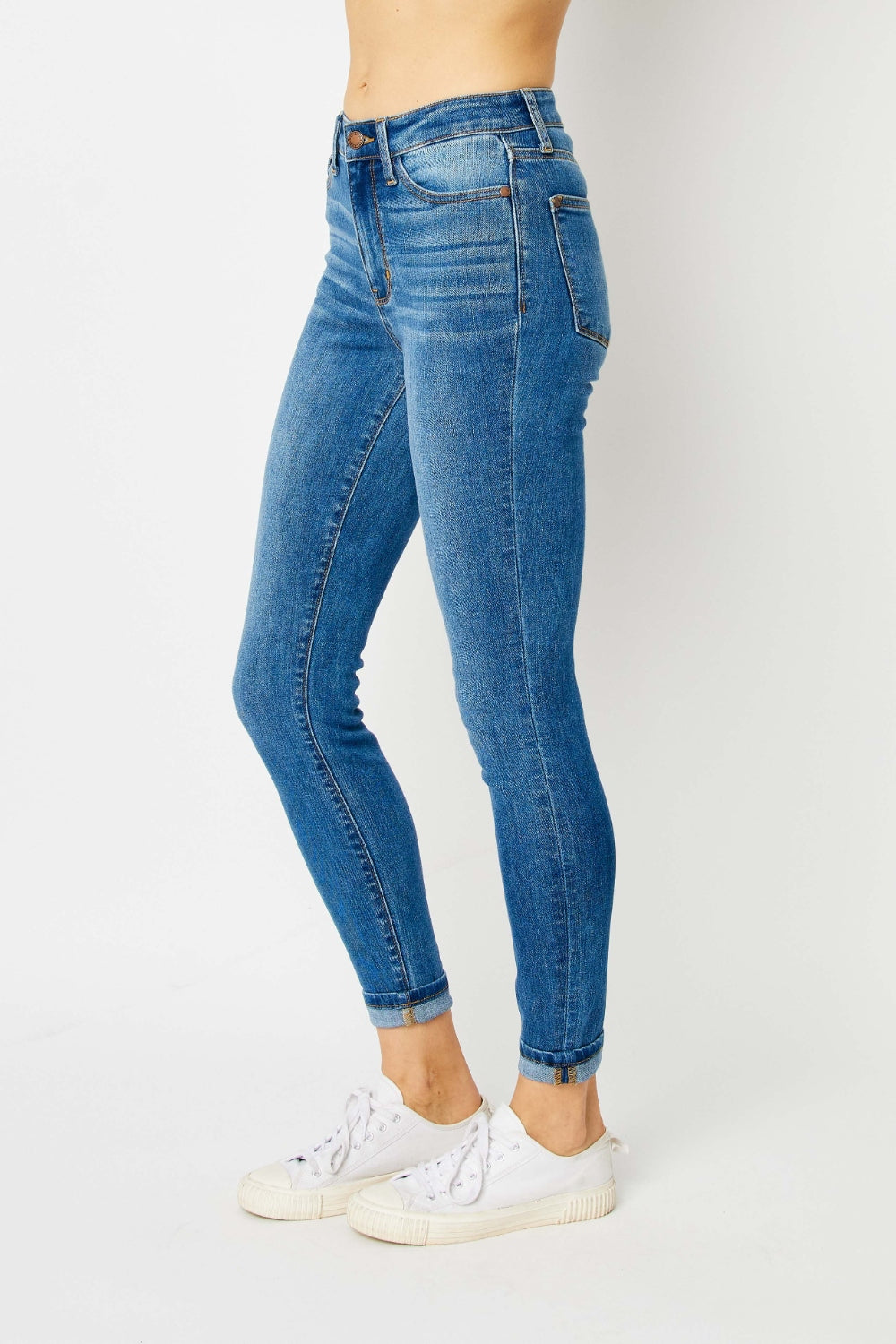 Judy Blue Cuffed Hem Low Waist Skinny Jeans Bottom wear