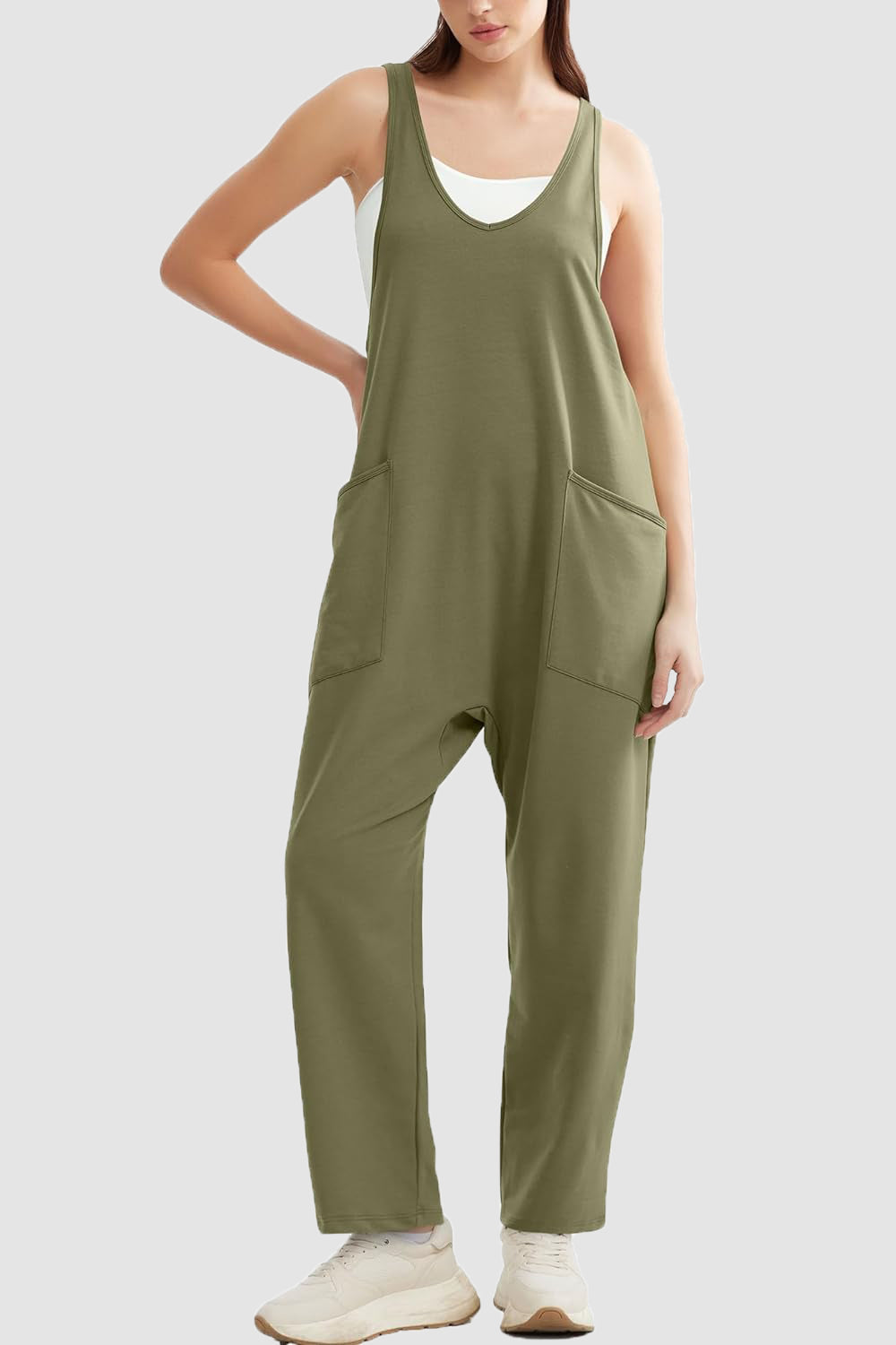 Wide Strap Jumpsuit with Pockets Bottom wear