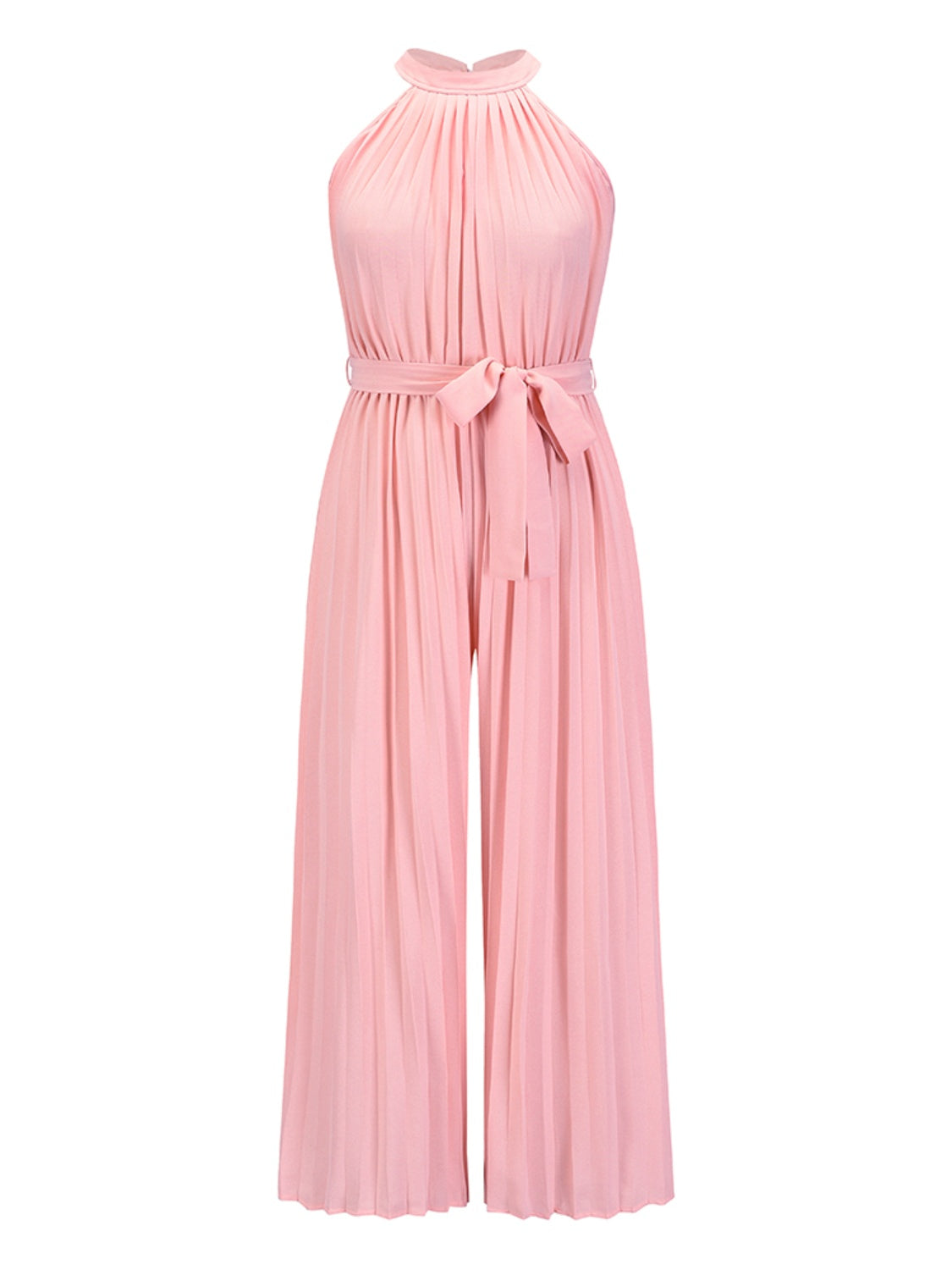 Cutout Tied Pleated Sleeveless Jumpsuit Dresses & Tops