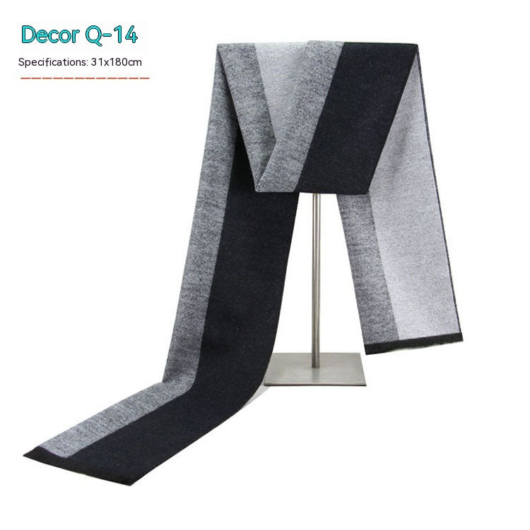 Men's Striped Winter Warm Artificial Cashmere Scarf Men's Scarves