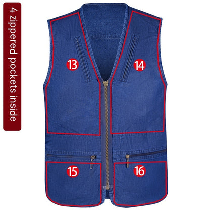 Vest Man V-neck Multi-pocket Outdoor Casual apparels & accessories