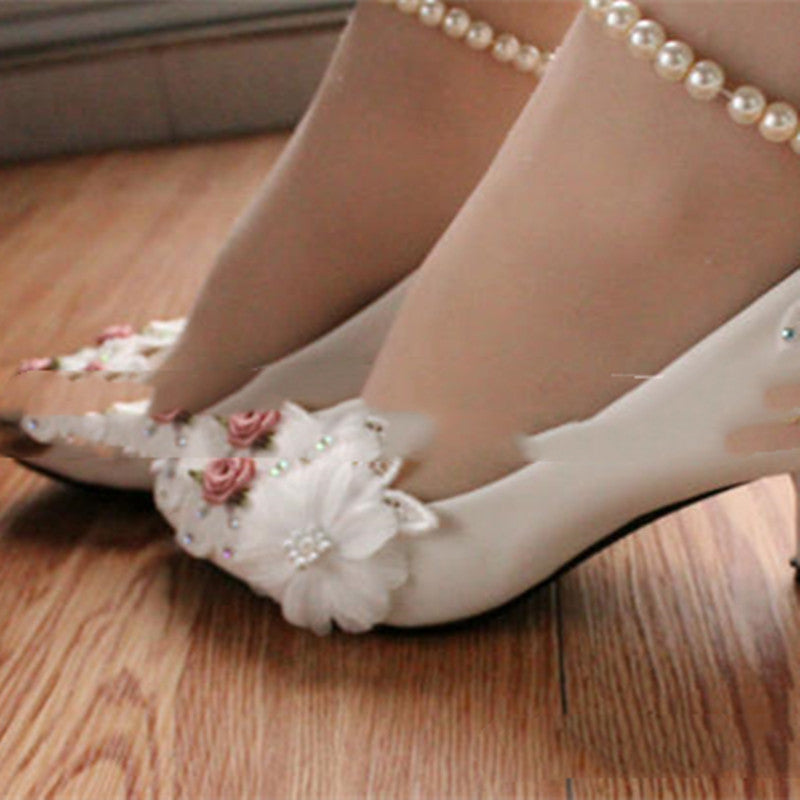 Women's Fashion Decorative Pearl Anklet Wedding Shoes Shoes & Bags