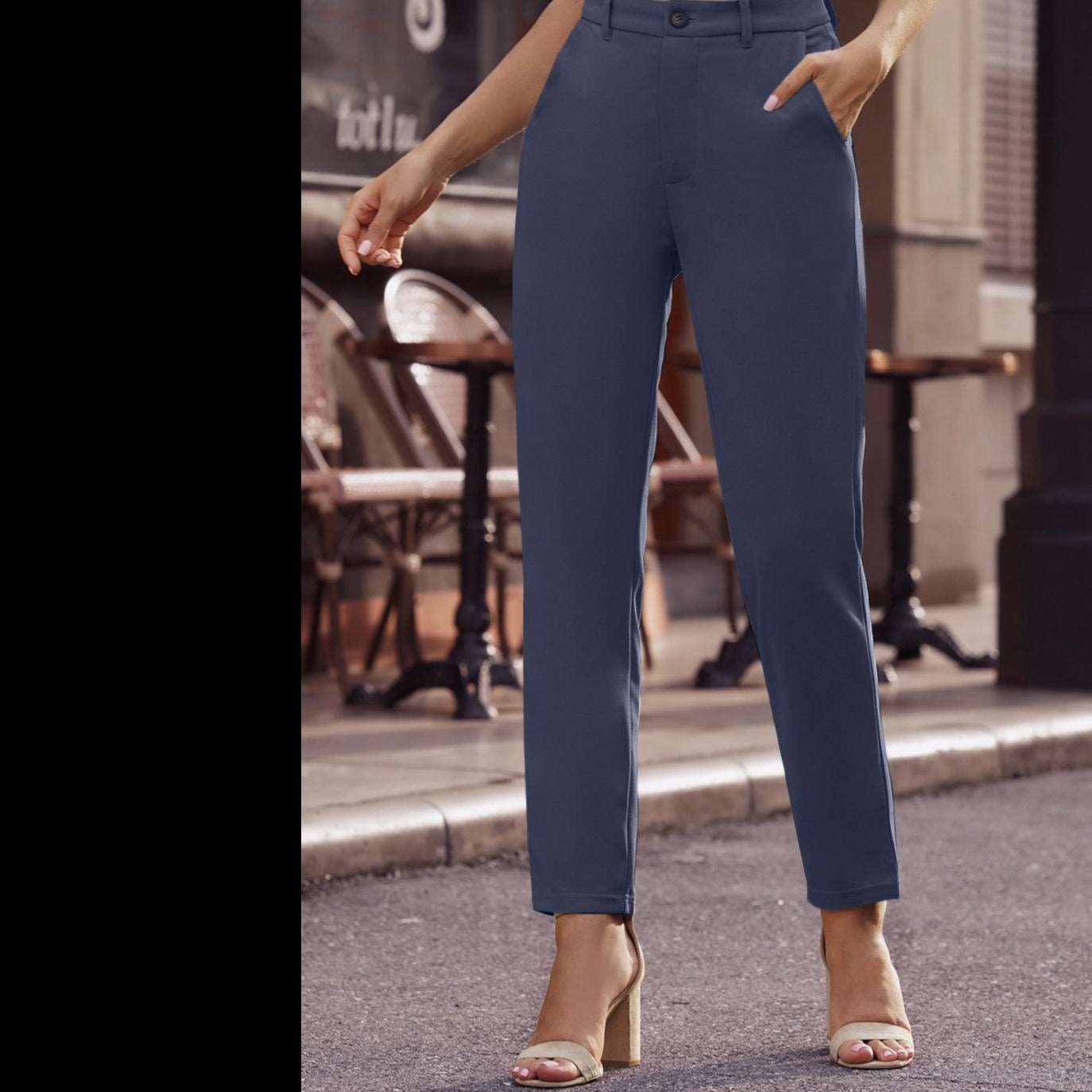 Ankle-Length Straight Leg Pants with Pockets apparel & accessories