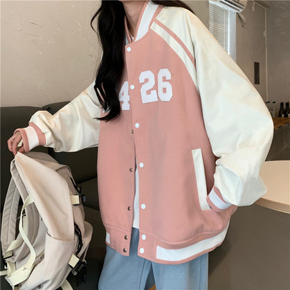 Women's American Style Baseball Uniform Loose Jacket apparels & accessories