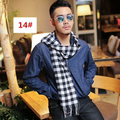 Men's Fashion Casual Warm Plaid Scarf Men's Scarves