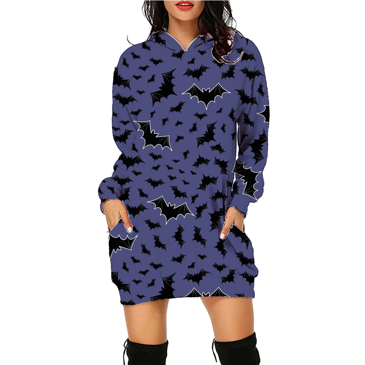 Halloween Print Long Hoodie With Pockets halloween