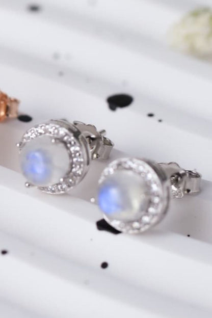 High Quality Natural Moonstone 925 Sterling Silver Stud Earrings apparel & accessories