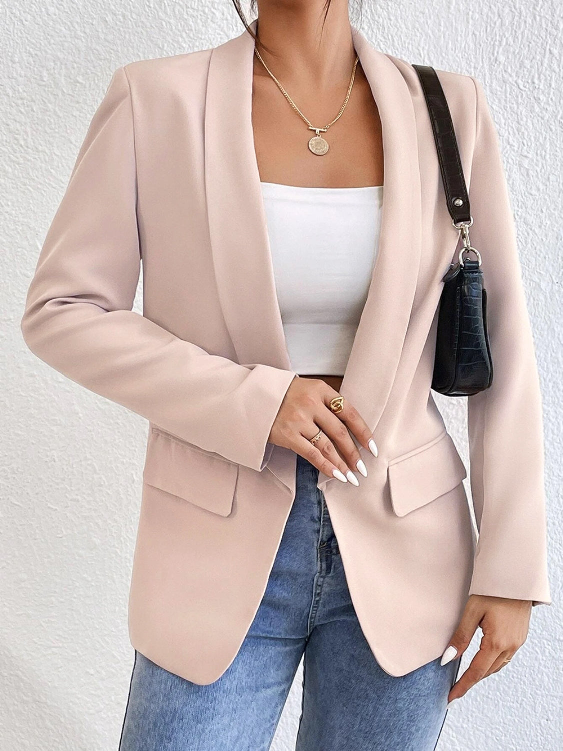 Shawl Collar Long Sleeve Blazer Accessories for women