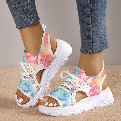 Print Lace-up Sports Sandals Mesh Shoes Shoes & Bags