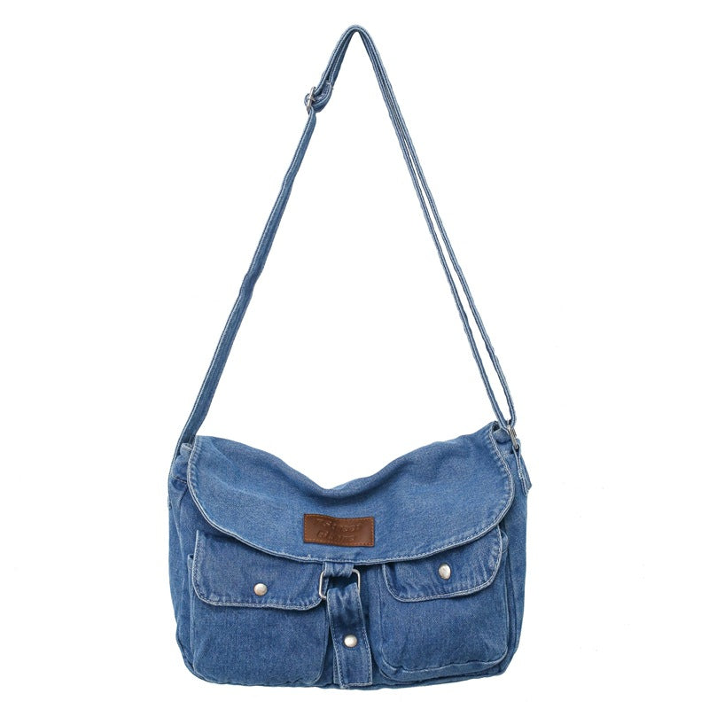 Pure Color Washed Denim Canvas Bag apparel & accessories