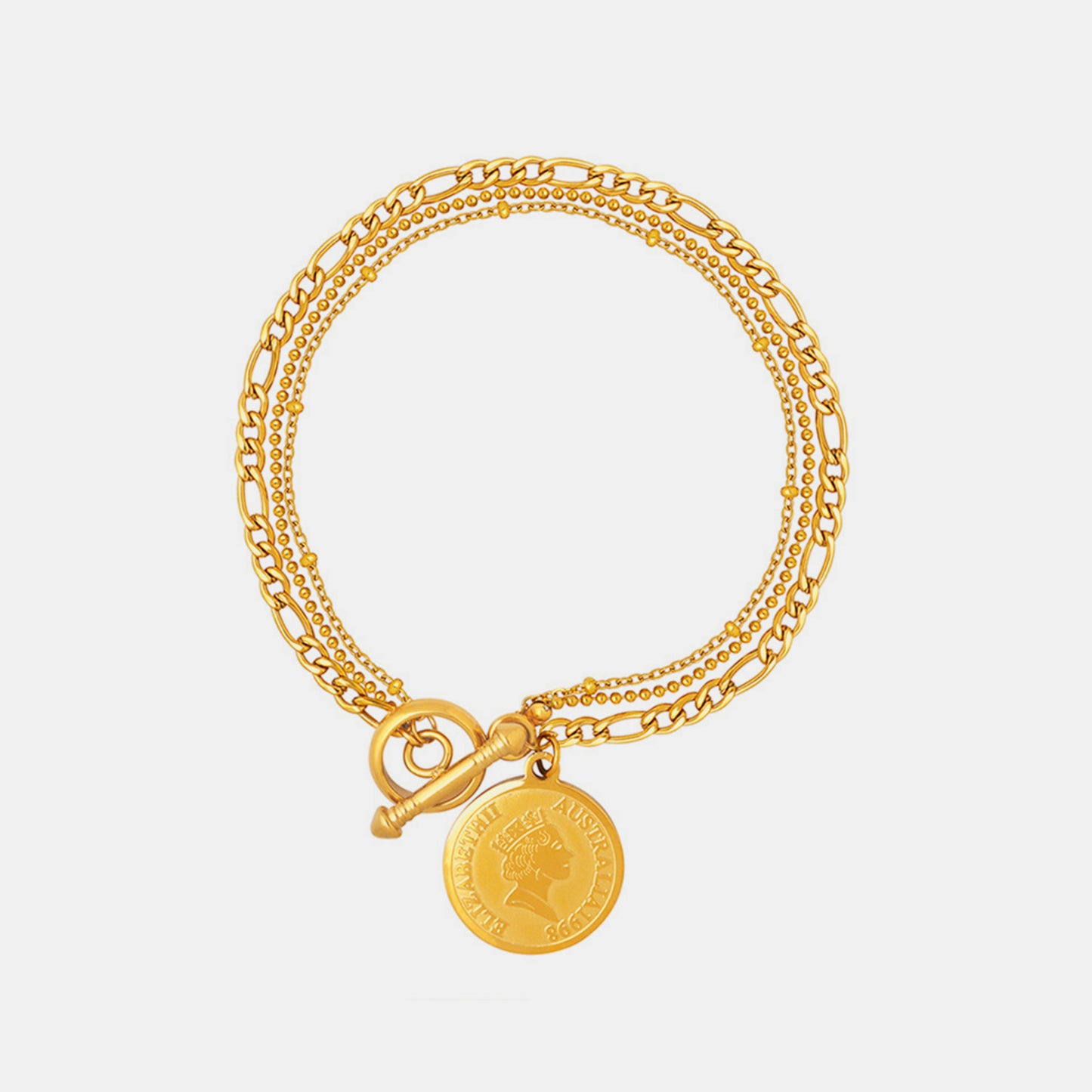 Coin Pendant Toggle clasp 18K Gold-Plated Bracelet apparel & accessories