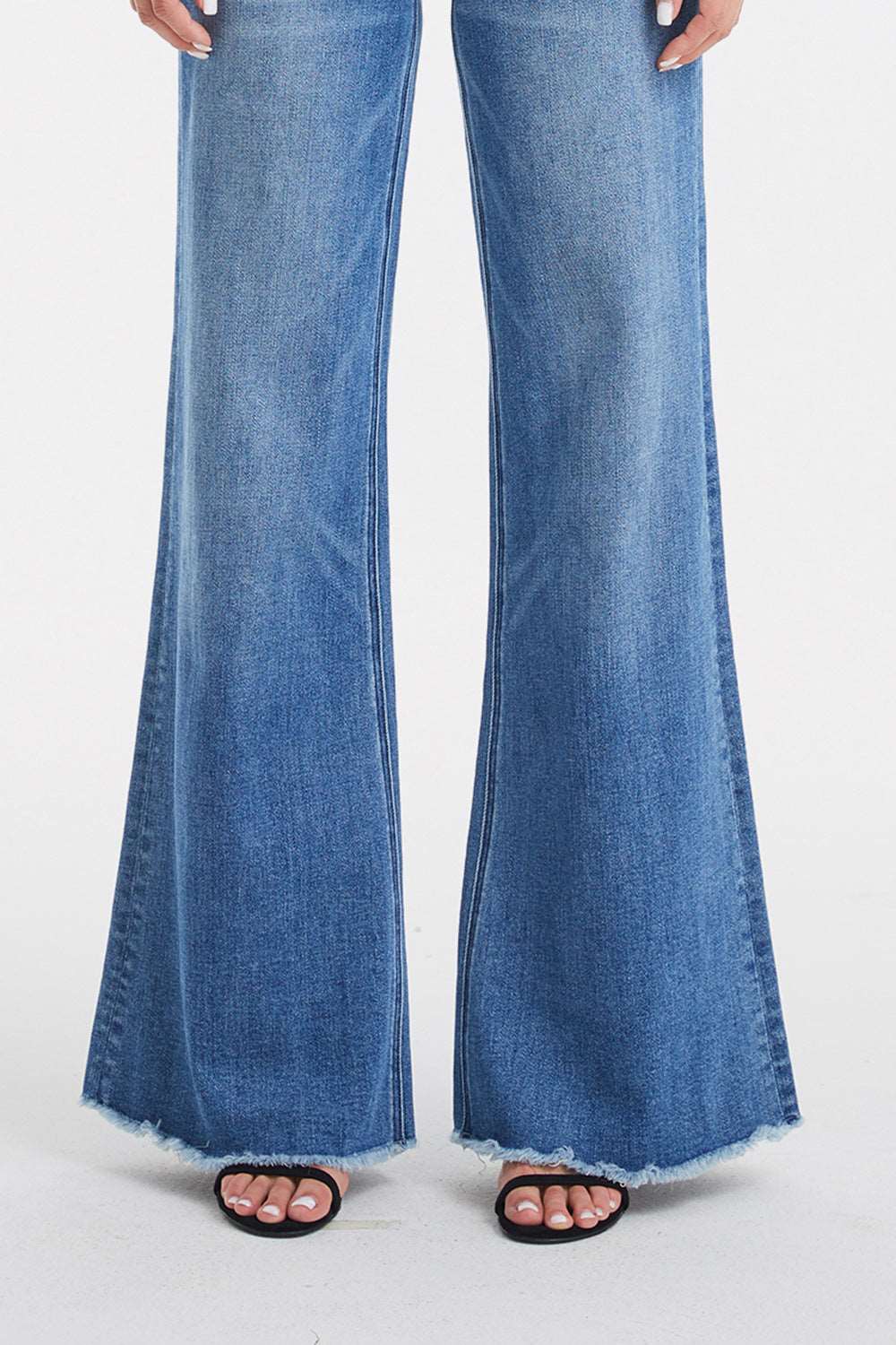 BAYEAS Full Size High Waist Button-Fly Raw Hem Wide Leg Jeans Bottom wear