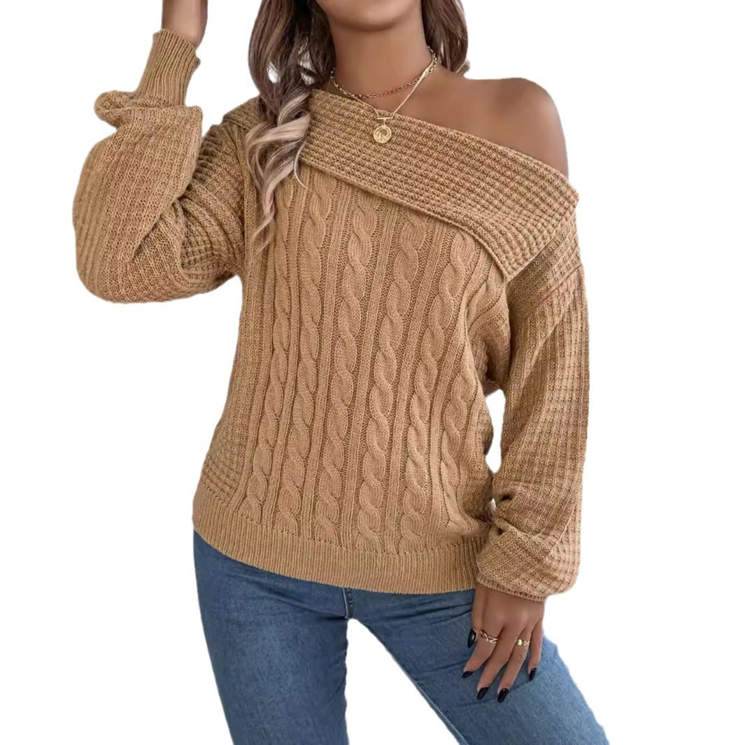 Off-the-shoulder Twist Long Sleeve Pullover apparels & accessories