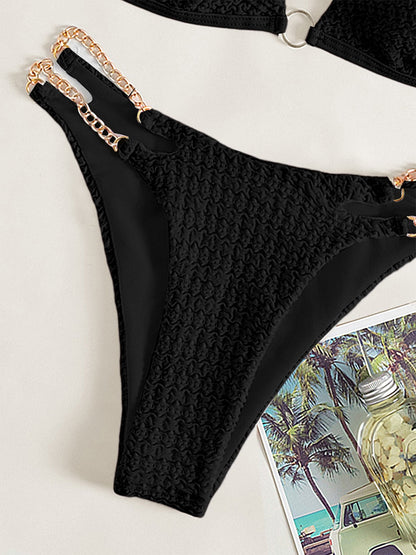 Chain Detail Halter Neck Bikini Set apparels & accessories