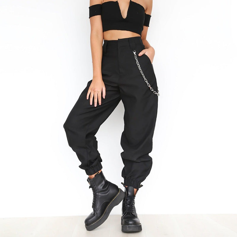 Sports Casual Pants Harem Wide Leg Belt Chain apparel & accessories