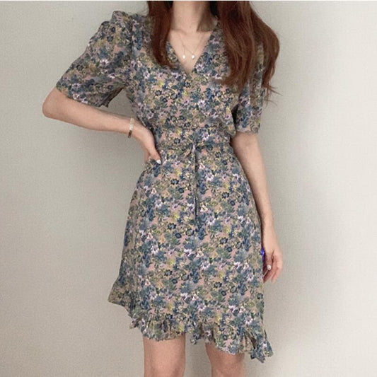 Short Sleeve Floral Dress Summer Fashion Temperament apparels & accessories