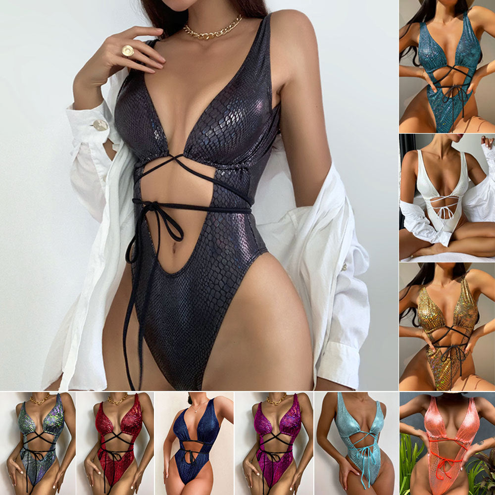 Women's Bikini One Piece Swimsuit Strappy Lace Up Swimwear Bathing Suit apparels & accessories