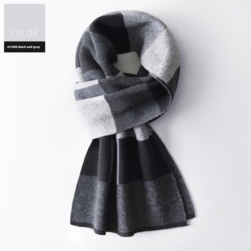 Wool Scarf Men's Winter Plaid Double-sided Scarf Men's Scarves