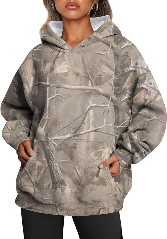 Women's Camouflage Hoodie Maple Leaf Print Oversized apparels & accessories