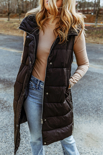 Longline Hooded Sleeveless Puffer Vest apparel & accessories