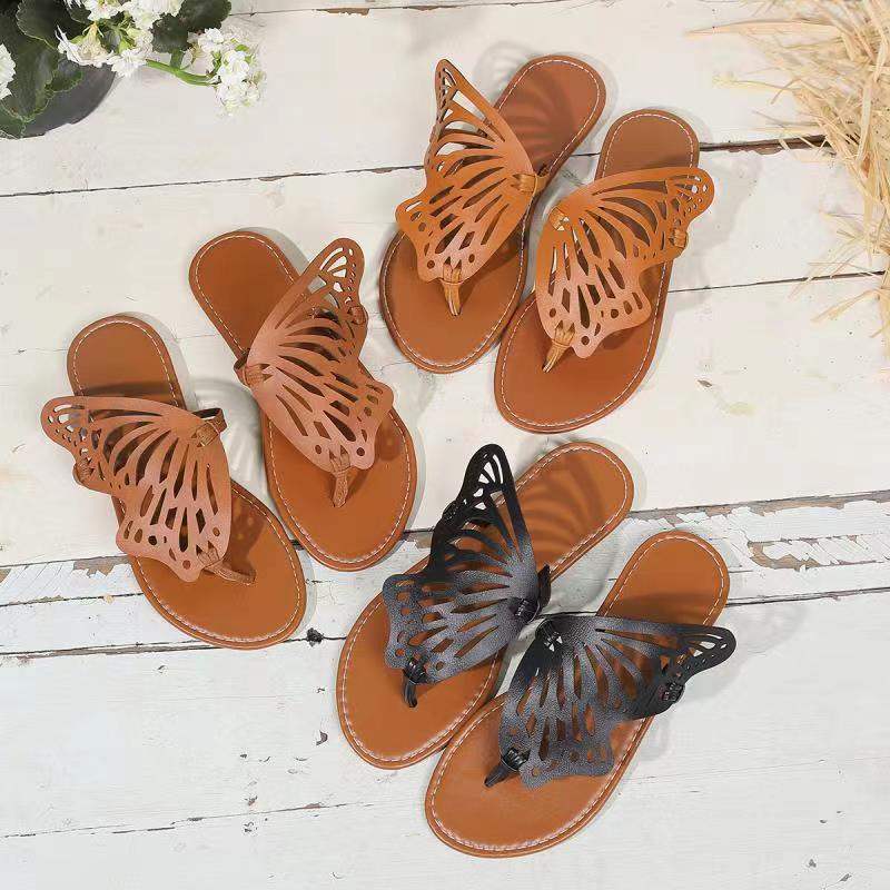 Vintage Flip Flop Butterfly Wings Flat Shoes Shoes & Bags