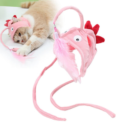 Head Wearing Feather Funny Cat Stick Funny Cat Toy Stick Gray Big Eye Pet Toys Pet Products Pet Products