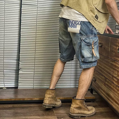 Loose American Washed Denim Shorts men's clothing