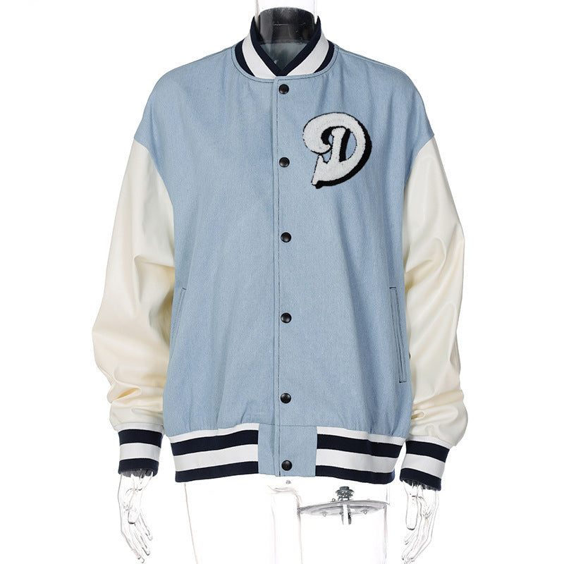 Denim Baseball Uniform Jacket apparels & accessories