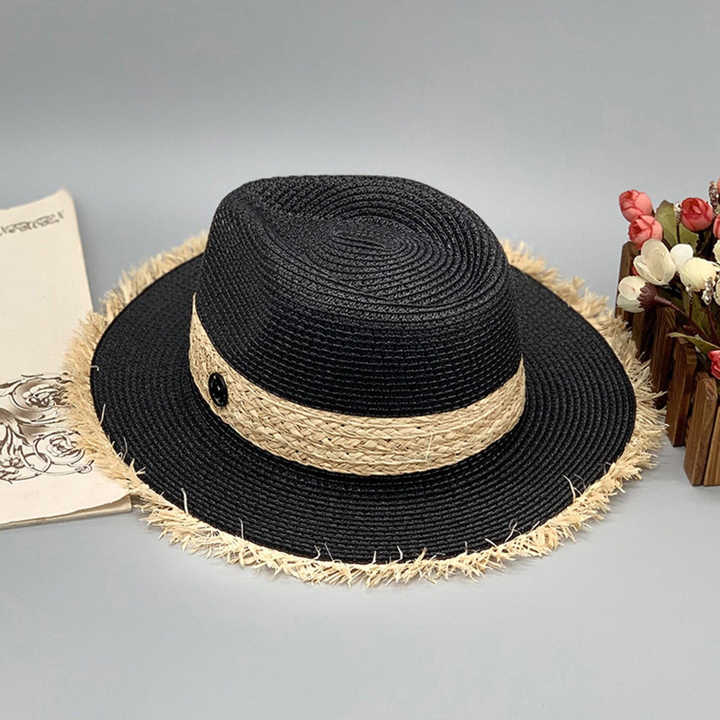 Raw Hem Raffia Hat Accessories for women