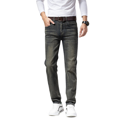 Men's Straight Stretch Slim Retro Running Volume Versatile Retro Men's Long Jeans apparel & accessories